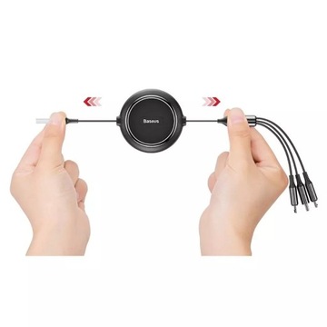 Выдвижной кабель Baseus Golden Loop USB 3в1 — micro USB/Lightning/USB-C