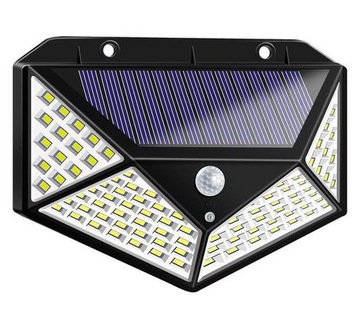 LAMPA SOLARNA 100 LED Z CZUJNIKIEM ZMIERZCHU RUCHU ELEWACYJNA OGRODOWA