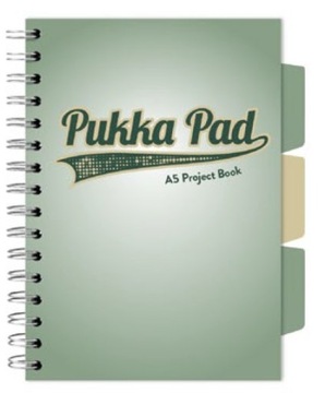 Kołozeszyt w kratkę A5 zielony z przekładkami Pukka Pad Project Book Sage