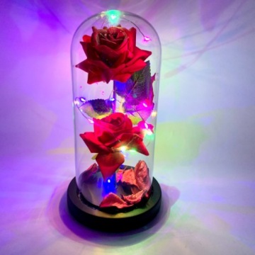 ВЕЧНАЯ РОЗА В СТЕКЛЕ, ПОДАРОЧНАЯ КОРОБКА С СВЕТЯЩИМСЯ СВЕТОДИОДОМ