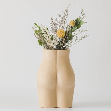 Wazon na kwiaty w kształcie kobiecego ciała Ceramiczny 23cm Rzeźba Beżowy
