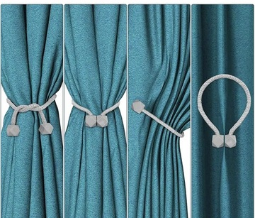 Зажимная пряжка Серая Серебряная веревка Крепление для штор с магнитом 1 шт.