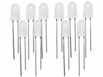 DIODY LED 5MM BIAŁE ZESTAWY KOMPLET 10SZT