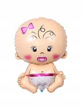 Balon FOLIOWY duży 79cm bobas baby shower urodziny dziewczynka chrzest róż