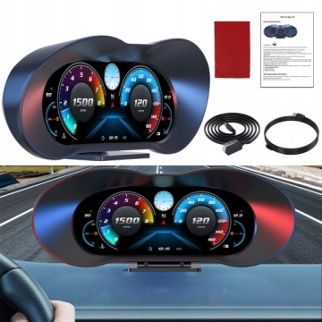 CAR HUD HEAD-UP DISPLAY P5 OBD+GPS INTELIGENTNY MIERNIK, ODPOWIEDNI DLA WIĘKSZOŚCI SAMOCHODÓW