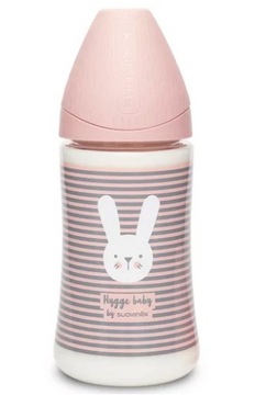 Suavinex Butelka Hygge270ml KRÓLIK linie różowe