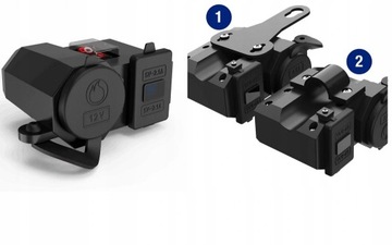 РАЗЪЕМ ПРИкуривателя МОТОЦИКЛА ВОЛЬТМЕТР 2xUSB 5V2A