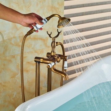 Bateria wannowa wolnostojąca Old Retro Mosiądz