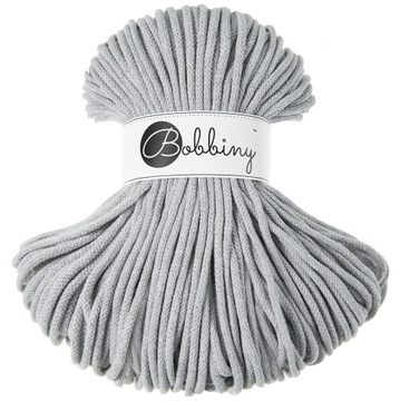 Sznurek makrama Bobbiny 5mm pleciony Jasny szary