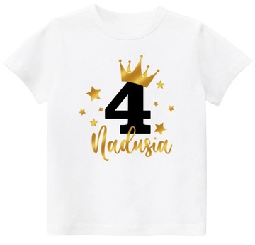 Koszulka T-SHIRT URODZINY 4 LATA IMIĘ r. 110