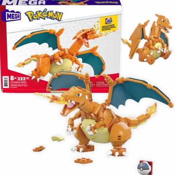 MEGA CONSTRUX KLOCKI POKEMON CHARIZARD 222 ELEMENTY + KARTKA PREZENTOWA