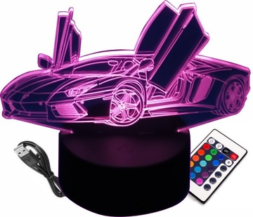 LAMPKA NOCNA 3D LED SAMOCHÓD SUPER CAR LAMBORGHINI