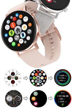 SMARTWATCH DAMSKI ZEGAREK TĘTNO KROKI PL + 2 PASKI