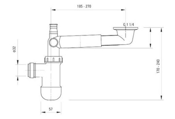 Сифон Space-Saver Lux для умывальника, телескопический NHC 633K