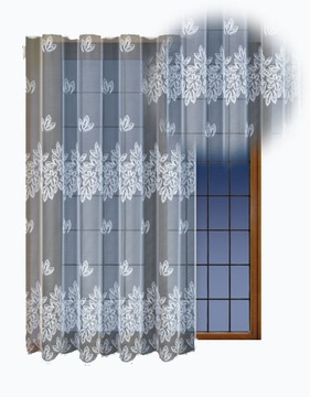 Firanka klasyczna z taśmą żakard 250x200 cm biała