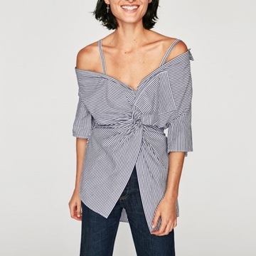 ZARA TOP Z ODKRYTYMI RAMIONAMI W PASKI 34/XS NOWA