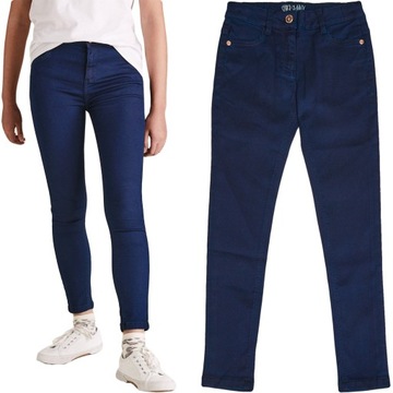 M&S Dziewczęce Jeansowe Spodnie Elastyczne Jeansy Granatowe Rurki 164 cm