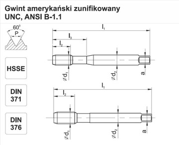Gwintownik maszynowy UNC 3/4-10 DIN 376-C -2B R40 HSEE 800 FANAR