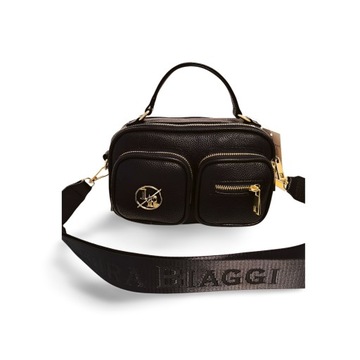 Laura Biaggi torebka kuferek czarna z kieszeniami