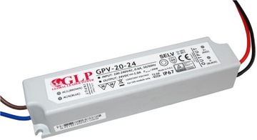 SOLIDNY WODOSZCZELNY ZASILACZ 24V 24W 1A DO TAŚM LED GLP GPV-20-24 IP67
