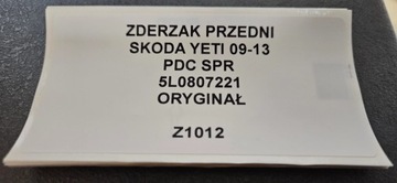 NÁRAZNÍK PŘEDNÍ SKODA YETI 09-13 PDC OSTŘIKOVAČE