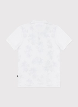 Biały t-shirt męski polo w botaniczny wzór 100% bawełna PAKO LORENTE S