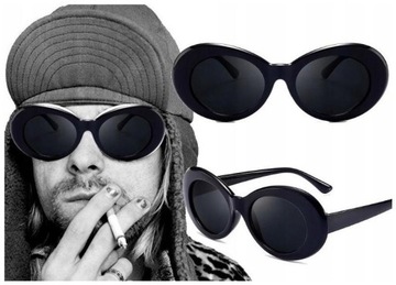 owalne Okulary retro Kurt Cobain muchy NIRVANA geometryczne muchy