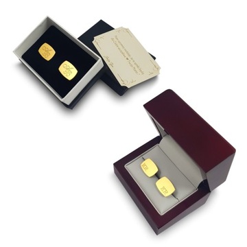 Złote spinki do mankietów na ślub | Inicjały/Data