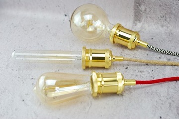 золотой блестящий патрон для лампочки е27, металлический паук, лампа Эдисона ретро