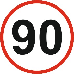 OGRANICZENIE PRĘDKOŚCI Naklejka 90 km/h znak 12 cm