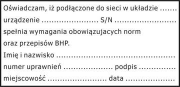 pieczątka instalatora DUŻA