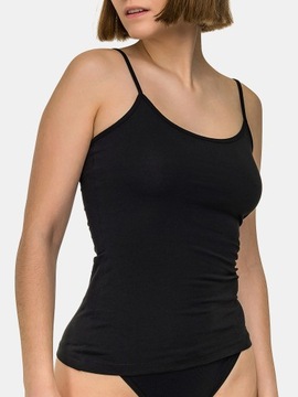 BLUZKA TOP KOSZULKA DAMSKA GŁADKA RAMIĄCZKA ELASTYCZNA BAWEŁNIANA CZARNA M