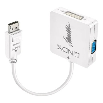 Lindy 41028 adapter kablowy DisplayPort DVI-D + VGA (D-Sub) + HDMI Czarny