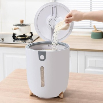 Beczka do przechowywania ziarna 10L Anti Fresh, drewniana, szara