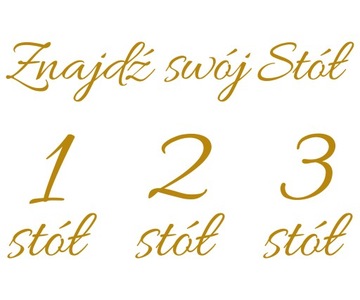 naklejki numer stołu 3szt + Znajdź swój stół