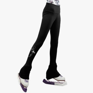 Брюки для катания на коньках для девочек, тренировочная одежда, эластичная гимнастическая одежда XXS, черный цвет