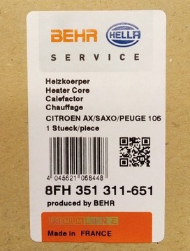 BEHR HELLA RADIÁTOR CITROEN AX SAXO PEUGEOT 106