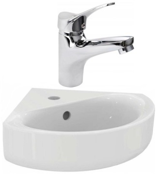 WŁOSKA umywalka ścienna 48x44 NAROŻNA + bateria