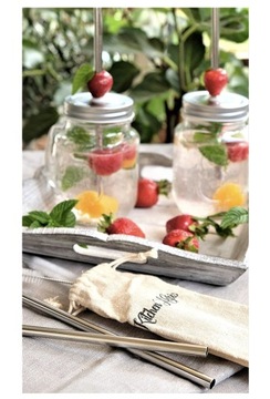 AG371A Соломинки металлические, набор 10 шт. серебро