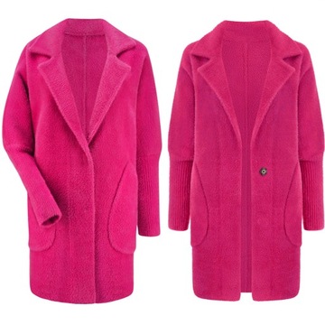 ALPAKA CIEPŁY PŁASZCZ NARZUTKA kurtka WEŁNA KOLORY