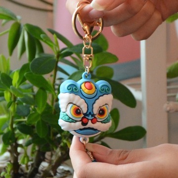 Chinese Style Lion Dance Doll Keychain Pendant Sim