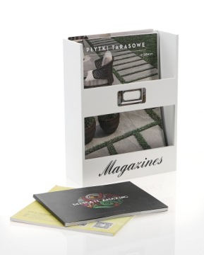 Газетница для журналов деревянная белая 23х8х30см