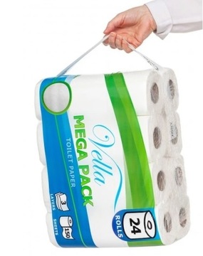 PAPIER TOALETOWY VELLA MEGA PACK 3W BIAŁY 24rol. - SOLIDNY POLSKI PRODUCENT