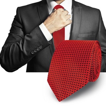 Elegancki krawat męski klasyczny czerwony