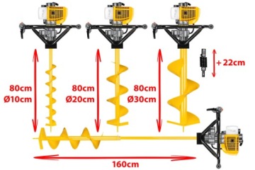 SOIL DRILL RIG бензиновый шнек 3 DRILLS удлинитель амортизатора КОМПЛЕКТ