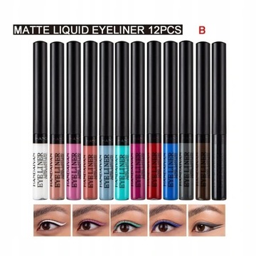 Liquid Eyeliner 12 szt. Matowy UV fluorescencyjny
