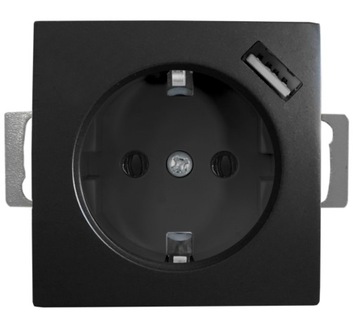 QUADRA GNIAZDKO SCHUKO PODTYNKOWE USB CZARNE MAT
