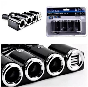 ROZGAŁĘZIACZ ROZDRZIELACZ ZAPALNICZKI 3X 120w USB