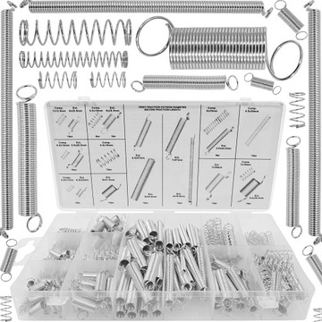 ZESTAW MIX SPRĘŻYN SPRĘŻYNKI ROZCIĄGAJĄCE ŚCIĄGAJĄCE ŚCISKAJĄCE 200 SZT.