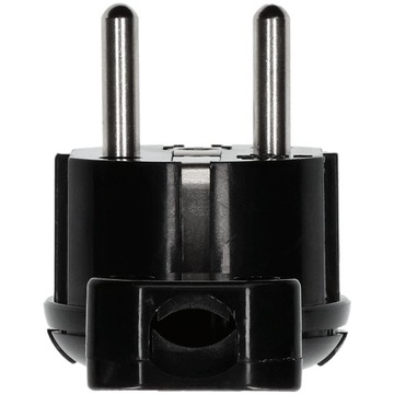 Вилка плоская угловая с ушком и заземлением, Uni-Schuko 16А, черная